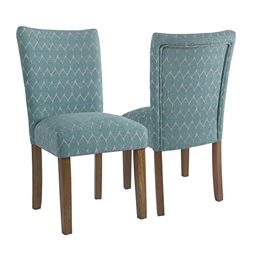 HomePop Parsons Classic Upholstered Accent Dining Chair, Teal (Set of 2)