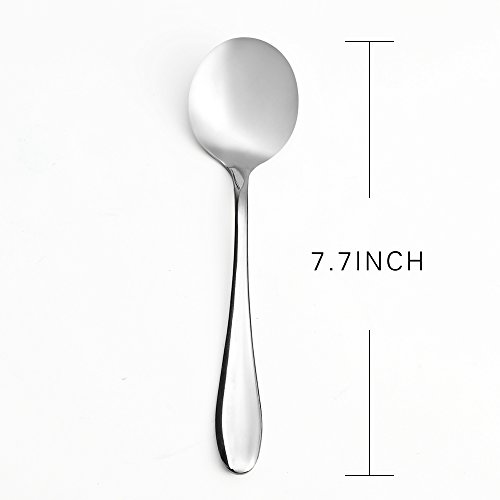 Eslite Large Soup Spoons/Stainless Steel Bouillion Spoons,12-Piece,7.7 Inches