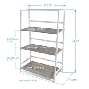 Atlantic 3 Tier Folding Shelf - Sturdy Tubular Design, Folds for Easy Storage PN3845036 in White