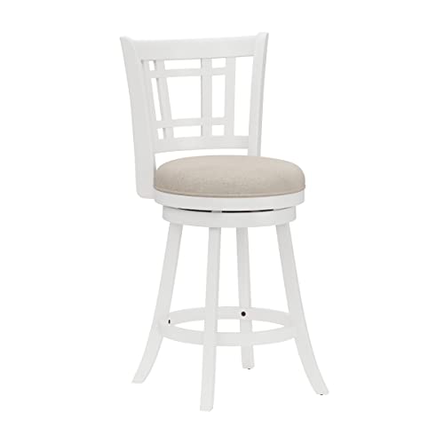 Hillsdale Fairfox Swivel Rectangular Lattice Back, Counter Stool, White