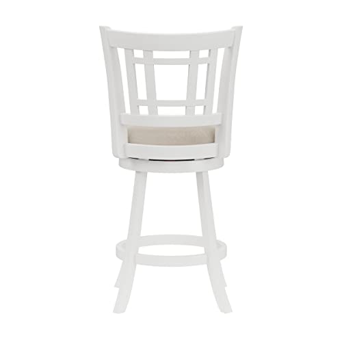 Hillsdale Fairfox Swivel Rectangular Lattice Back, Counter Stool, White