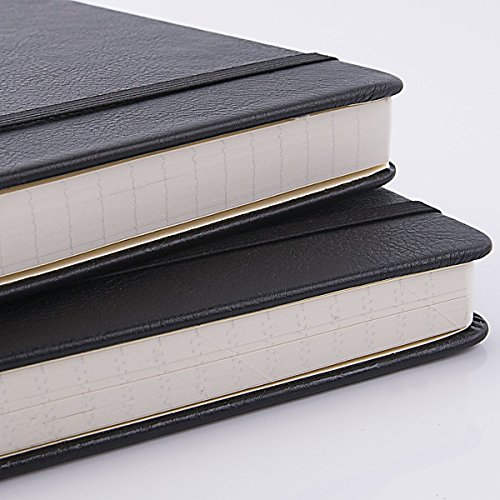 Lemome Dotted Bullet Notebook with Pen Loop - Elegant Black Leather Notebook with Premium Thick Paper (A5) Best Gift for You