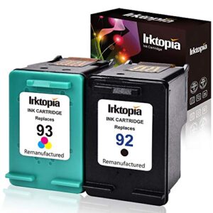 inktopia remanufactured ink cartridges replacement to use in hp 92 93 c9513fn c9362wn c9361wn for hp photosmart 7850 c3150 c3180 deskjet 5440 5420 psc 1510 2525 printer (1 black 1 tri-color)