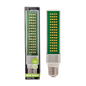 reptile systems new dawn led compact lamp, 6.69”: 6500k, 13w – full spectrum led luminaire lighting for natural plant growth in terrariums, vivariums, hydroponics & aquaponics