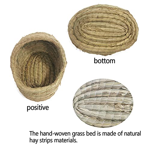 kathson Woven Pet hay Bed for Hamsters, Hand Crafted Grass House for Rabbits, Guinea-Pigs, Bunny and Cats (1ball+Bed)
