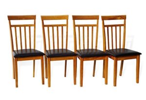 set of 4 dining kitchen side chairs warm solid wooden in maple finish padded seat
