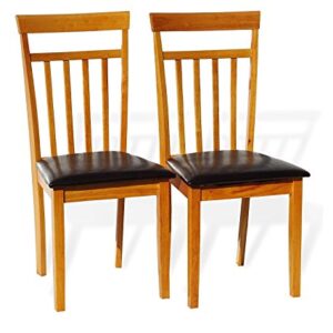 Set of 4 Dining Kitchen Side Chairs Warm Solid Wooden in Maple Finish Padded Seat