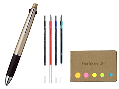 Jetstream 4&1 4 Color Extra Fine Point 0.38mm Ballpoint Multi Pen, Gold Barrel, 4 color Ink Refills, Sticky Notes Value Set