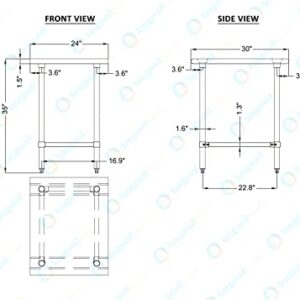 30" X 24" Open Base Stainless Steel Work Table | Residential & Commercial | Food Prep | Heavy Duty Utility Work Station | NSF