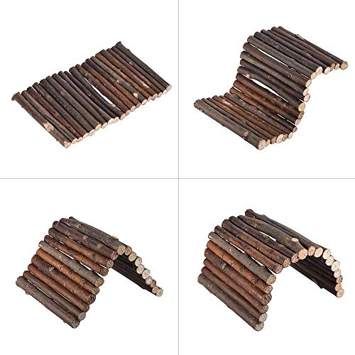 Hamiledyi Hamster Bridge Rat Ladder Wooden Bridge Toy for Small Animals Cage Wood Ladder Natural Hideout for Guinea Pig Chinchilla Ferret Reptile (Pack of 2) (2ladder)