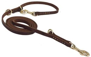 durable multi function 8ft leather dog leash, genuine leather leash hands free leash dog training leash for small, medium and large dogs
