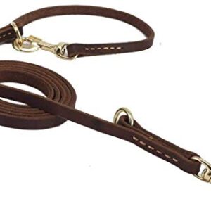 Durable Multi Function 8ft Leather Dog Leash, Genuine Leather Leash Hands Free Leash Dog Training Leash for Small, Medium and Large Dogs