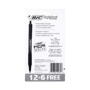 BIC Soft Feel soft touch comfort black ink ball pens 12+6