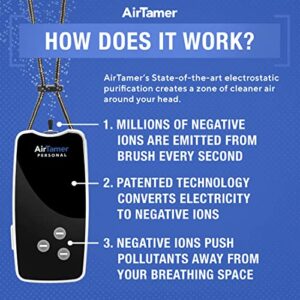 AirTamer A310PMB Personal Rechargeable and Portable Air Purifier Negative Ion Generator, Proven Performance, Black with Leather Travel Case