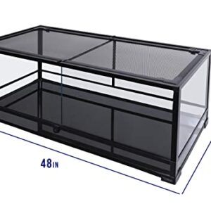 Carolina Custom Cages Tempered Glass Terrarium for Lizard, Extra-Long, 48Lx18Dx18H, Easy Assembly