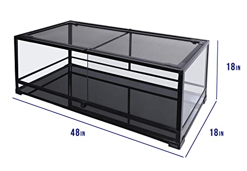 Carolina Custom Cages Tempered Glass Terrarium for Lizard, Extra-Long, 48Lx18Dx18H, Easy Assembly