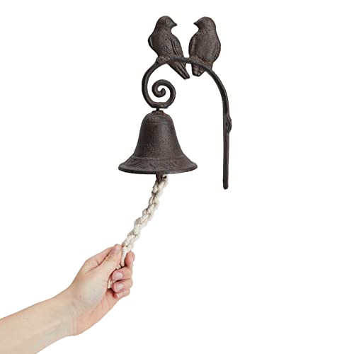 Juvale Love Birds Cast Iron Dinner Bell, Antique Style Farmhouse Wall Mounted Decoration for Outside The House (4.5 x 8.5 x 1.5 in)