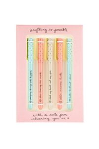 eccolo dayna lee collection anything is possible - fine tip black ink ballpoint pens (set of 5), inspiring quotes, gift boxed
