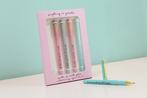 Eccolo Dayna Lee Collection Anything is Possible - Fine Tip Black Ink Ballpoint Pens (Set of 5), Inspiring Quotes, Gift Boxed