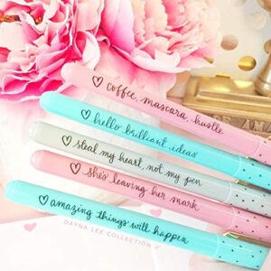 Eccolo Dayna Lee Collection Anything is Possible - Fine Tip Black Ink Ballpoint Pens (Set of 5), Inspiring Quotes, Gift Boxed