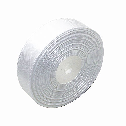 SWTOOL 1" Solid Satin Ribbon 50 Yards Roll for Wedding Details, Sewing Projects, Gift Wrapping, Invitation Embellishments and Crafting Projects Etc (White)