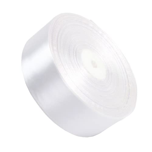 SWTOOL 1" Solid Satin Ribbon 50 Yards Roll for Wedding Details, Sewing Projects, Gift Wrapping, Invitation Embellishments and Crafting Projects Etc (White)