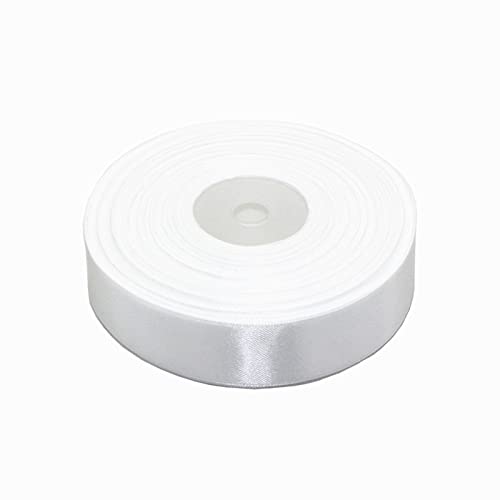 SWTOOL 1" Solid Satin Ribbon 50 Yards Roll for Wedding Details, Sewing Projects, Gift Wrapping, Invitation Embellishments and Crafting Projects Etc (White)