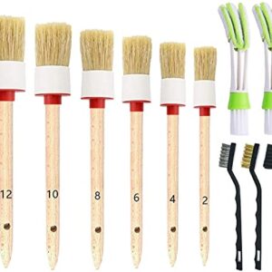 Nurkul 11 Pieces Auto Detailing Brush Set for Cleaning Interior, Exterior, Leather, Including 6 pcs Car Detailing Brushes, 3 pcs Wire Brush and 2 pcs Automotive Air Conditioner Brush