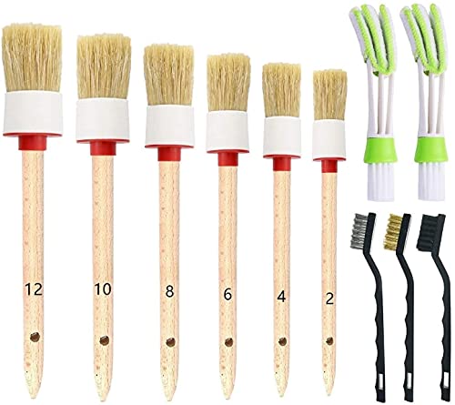 Nurkul 11 Pieces Auto Detailing Brush Set for Cleaning Interior, Exterior, Leather, Including 6 pcs Car Detailing Brushes, 3 pcs Wire Brush and 2 pcs Automotive Air Conditioner Brush