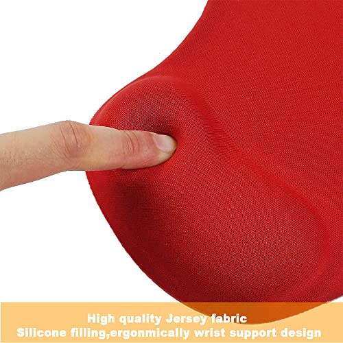 Office Mousepad with Gel Wrist Support - Ergonomic Gaming Desktop Mouse Pad Wrist Rest - Design Gamepad Mat Rubber Base for Laptop Comquter -Silicone Non-Slip Special-Textured Surface (05Red) D