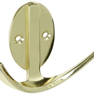 National Hardware Stanley N807-006, 3 in L, Zinc Die Cast, Polished Brass Hook Robe Double Chrome 3IN