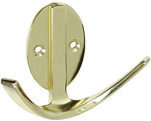 National Hardware Stanley N807-006, 3 in L, Zinc Die Cast, Polished Brass Hook Robe Double Chrome 3IN