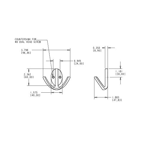 National Hardware Stanley N807-006, 3 in L, Zinc Die Cast, Polished Brass Hook Robe Double Chrome 3IN