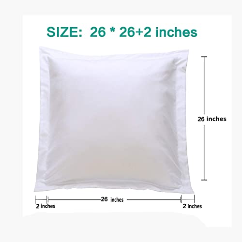 NTBAY 100% Brushed Microfiber 26x26 Euro Pillow Shams Set of 2, Super Soft and Cozy European Throw Pillow Covers, Wrinkle, Fade, Stain Resistant Square Pillow Cases, White