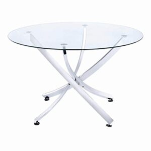 coaster home furnishings beckham round dining table chrome and clear