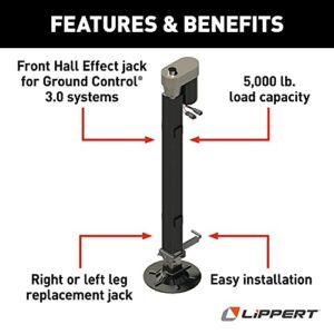 Lippert Ground Control 3.0 Automatic 5th Wheel RV Leveling System Front Hall Effect Jack for Right or Left Leg Replacement with 5,000-lb. Load Capacity - 305340