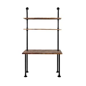 LOKKHAN 79-inch Industrial Laptop Desk Solid Wood Computer Desk Wall Pipe Desk with Shelves Computer Table for Home Office (L:40 inch)