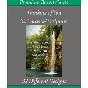 Thinking of You Cards (No Repeated Cards) 32 Design Christian / Religious Greeting Card Assortment ~ Scripture in every card