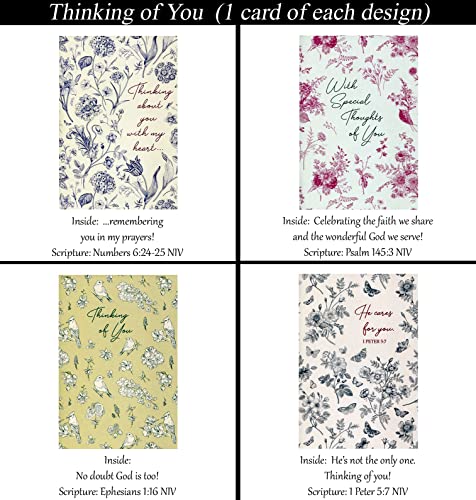 Thinking of You Cards (No Repeated Cards) 32 Design Christian / Religious Greeting Card Assortment ~ Scripture in every card