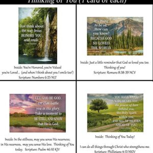 Thinking of You Cards (No Repeated Cards) 32 Design Christian / Religious Greeting Card Assortment ~ Scripture in every card