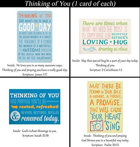 Thinking of You Cards (No Repeated Cards) 32 Design Christian / Religious Greeting Card Assortment ~ Scripture in every card