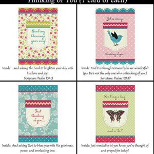 Thinking of You Cards (No Repeated Cards) 32 Design Christian / Religious Greeting Card Assortment ~ Scripture in every card