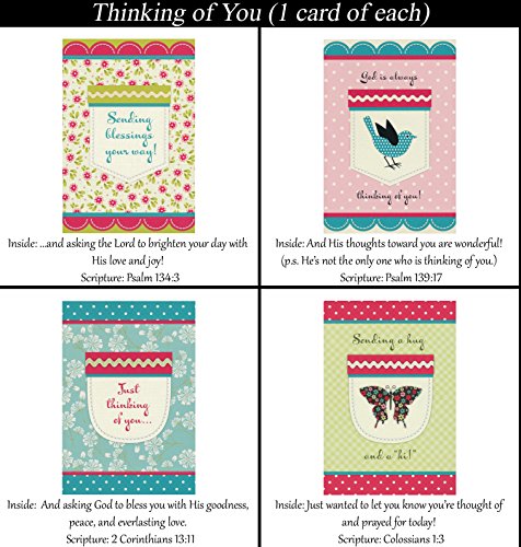 Thinking of You Cards (No Repeated Cards) 32 Design Christian / Religious Greeting Card Assortment ~ Scripture in every card