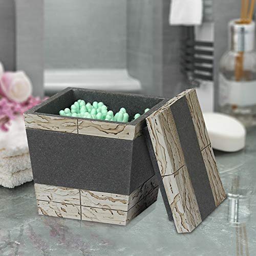 nu steel Rustic Bathroom Q-tip Holder & Jar in Real Cement and Stone for Bathrooms & Vanity Spaces