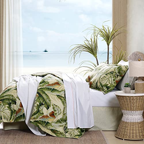 Tommy Bahama - Queen Comforter Set, Cotton Sateen Bedding with Matching Shams & Bedskirt, Home Decor for All Seasons (Palmiers Green, Queen)