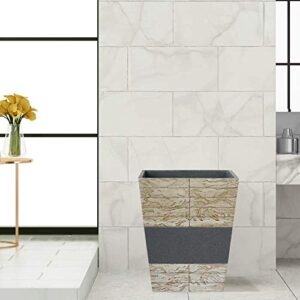 nu steel Rustic Bathroom Wastebasket Bin Trash Can in Real Cement and Stone for Bathrooms & Vanity Spaces