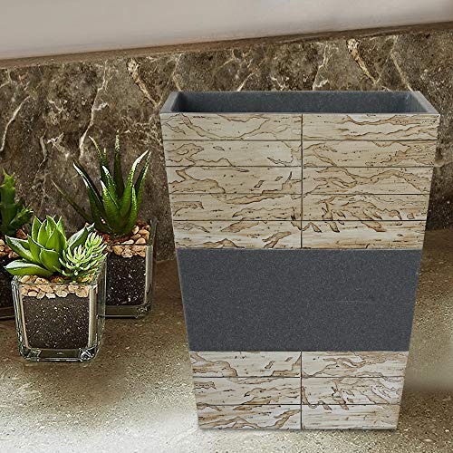 nu steel Rustic Bathroom Wastebasket Bin Trash Can in Real Cement and Stone for Bathrooms & Vanity Spaces