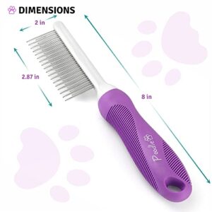Detangling Pet Comb with Long & Short Stainless Steel Teeth for Removing Matted Fur, Knots & Tangles – Detangler Tool Accessories for Safe & Gentle DIY Dog & Cat Grooming (Grooming Comb)