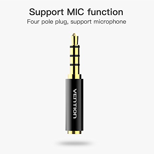 VENTION 2 Pack 3.5mm Male to 2.5mm Female Audio Travel Adapter Gold Plated Aux Auxiliary Plug Splitter 3 Ring Jack Support Microphone Earphone (Black) (3.5mm Male to 2.5mm Female)