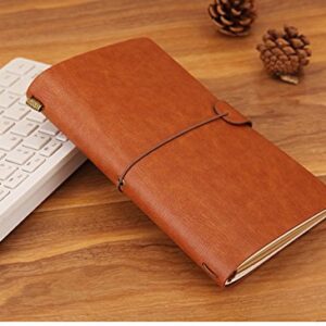 Leather Notebook Journal Diary,Travel Journal,Refillable Vintage Journals to Write in for Men and Women,Classic Retro Style,Perfect for Travelers,Fountain Pen Users,8x4.7'',2 Lined Refills,Brown